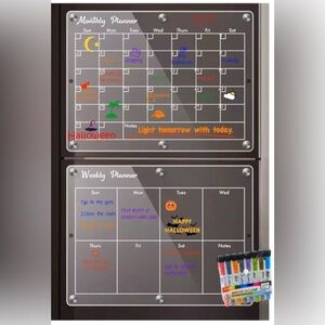 Magnetic Monthly Weekly Fridge Calendar Dry Erase Board w/Magnetic Markers